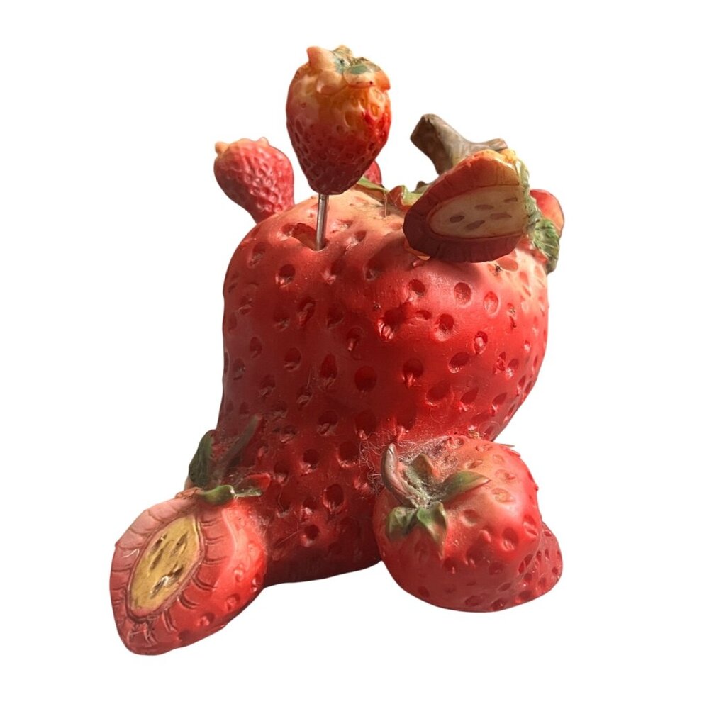 Strawberry-Themed Vintage Appetizer Fork Set With Holder - 5-Piece Decorative Sk